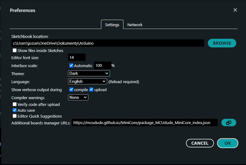 Nastavení Arduino IDE